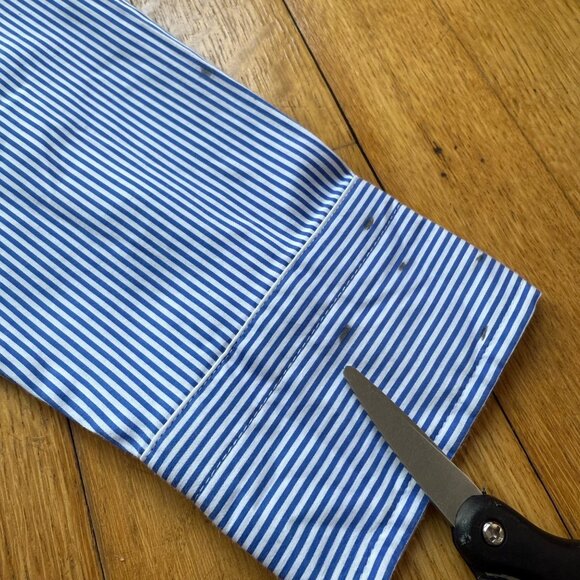 Thomas Mason J.Crew Size 8 Blue & White Stripe Long Sleeve Button-Up Dress Shirt - Picture 5 of 16